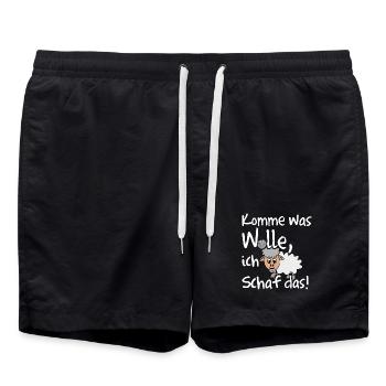 Ich schaffe das, ich Schaf das lustiges Motiv - Badeshorts - Schwarz - Vorne - AI Model Male 185 light (185cm)