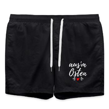 Osten - Ossi - Ost Deutschland - Mauerfall - Badeshorts - Schwarz - Vorne - AI Model Male 185 light (185cm)