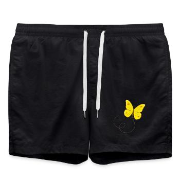 Zitronenfalter Schmetterling tanzt durch die Luft - Badeshorts - Schwarz - Vorne - AI Model Male 185 light (185cm)