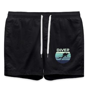 Taucher Tauchen - Badeshorts - Schwarz - Vorne - AI Model Male 185 light (185cm)