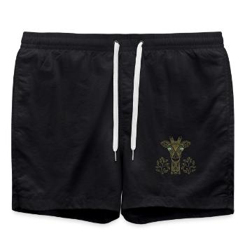 Mystical Magic Zoo with Golden Giraffe - Swim Trunks - black - Front - AI Model Male 185 light (185cm)