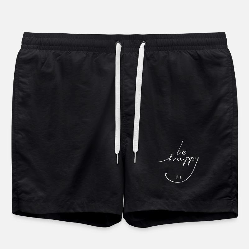 be happy smile - Swim Trunks - black