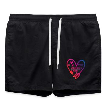 joyeux t-shirt Saint-Valentin Saint-Valentin - Short de bain - noir - Devant - AI Model Male 185 light (185cm)