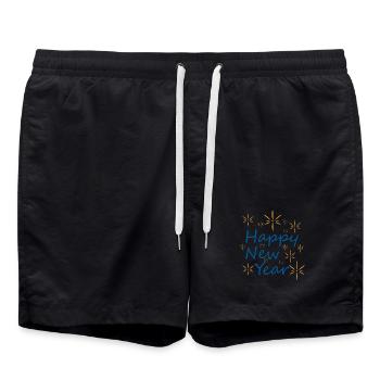 Silvester: Sterne und Glück - Badeshorts - Schwarz - Vorne - AI Model Male 185 light (185cm)