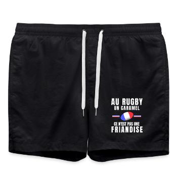rugby, fan de rugby, rugby sport, rugby humour - Short de bain - noir - Devant - AI Model Male 185 light (185cm)