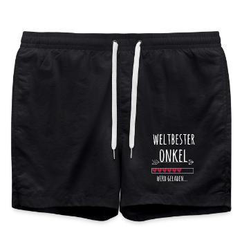 Weltbester Onkel Ankündigung Schwangerschaft Baby - Badeshorts - Schwarz - Vorne - AI Model Male 185 light (185cm)