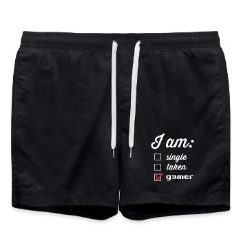 Player status: single taken gamer - Swim Trunks - black - Front - AI Model Male 185 light (185cm)