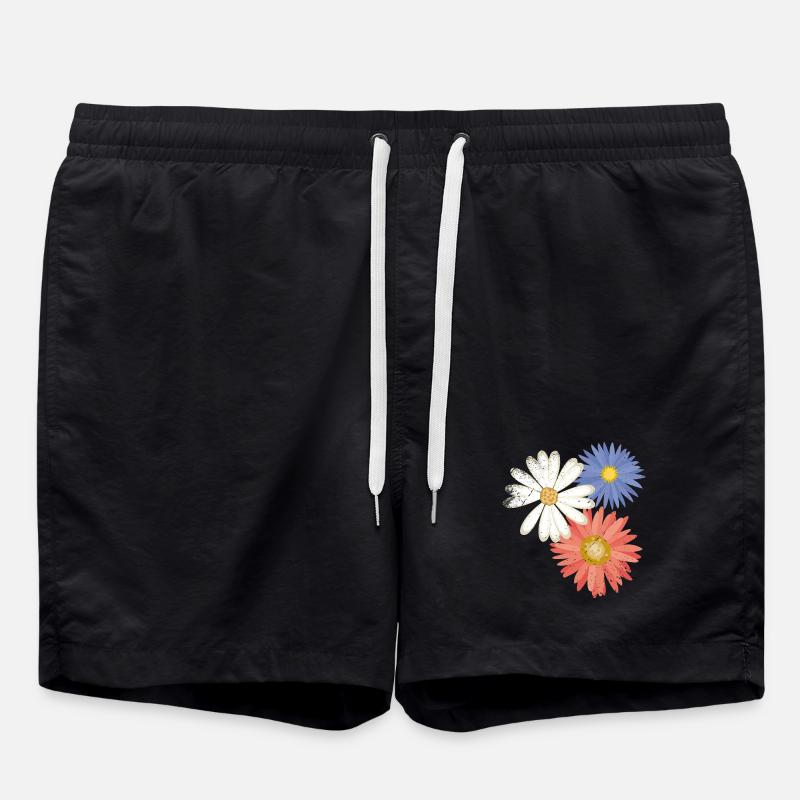 3 flowers - Swim Trunks - black