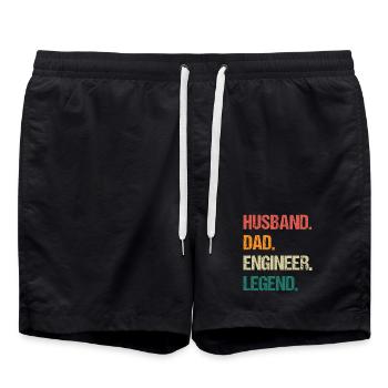 Husband Dad Engineer Legend Quote - Swim Trunks - black - Front - AI Model Male 185 light (185cm)