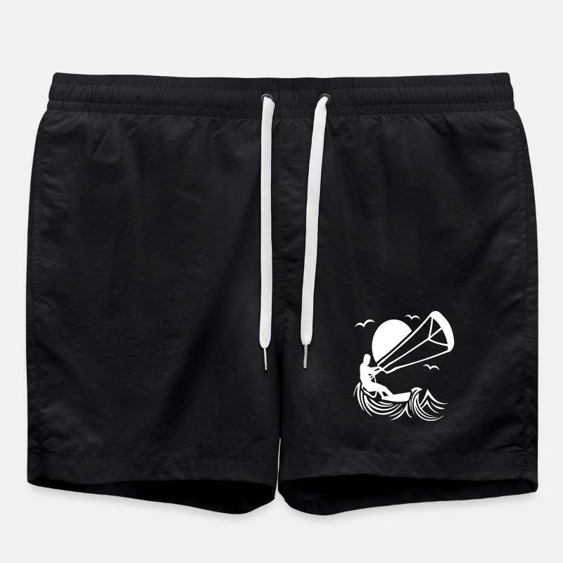 Kitesurfers en action silhouette - Short de bain - noir