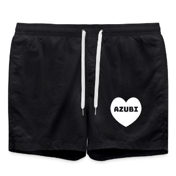 Herz Azubi weiss - Badeshorts - Schwarz - Vorne - AI Model Male 185 light (185cm)