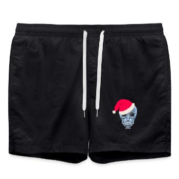 Chapeau de père Noël crâne aux rayons X, dessin - Short de bain - noir - Devant - AI Model Male 185 light (185cm)