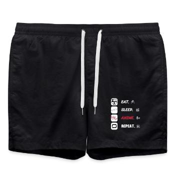 Eat Sleep Anime Repeat - Short de bain - noir - Devant - AI Model Male 185 light (185cm)