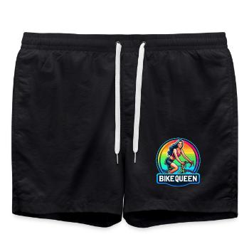 Bike Queen Regenbogen Abzeichen - Badeshorts - Schwarz - Vorne - AI Model Male 185 light (185cm)