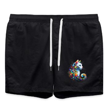 Katze - Badeshorts - Schwarz - Vorne - AI Model Male 185 light (185cm)