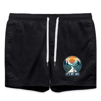 Sunset Mountain Cycling Adventure - Swim Trunks - black - Front - AI Model Male 185 light (185cm)