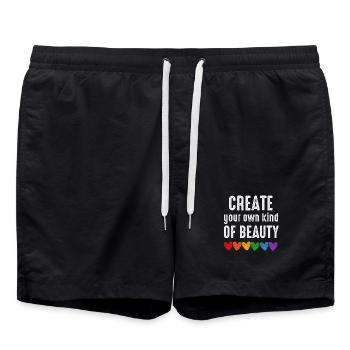 Créez votre propre type de beauté, citation lgbtqia - Short de bain - noir - Devant - AI Model Male 185 light (185cm)