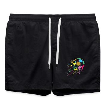 Fußball bunte Farben retro Ball Explosion Symbol - Badeshorts - Schwarz - Vorne - AI Model Male 185 light (185cm)
