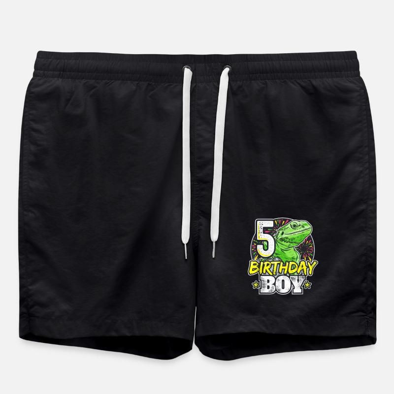 Dino 5th Birthday Boy - Swim Trunks - black