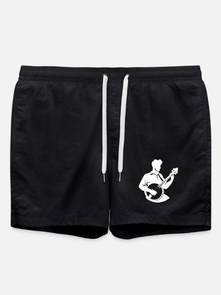 Banjo Player Drawing - Swim Trunks - black