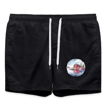 Maison suédoise cadeau de vacances maison suédoise - Short de bain - noir - Devant - AI Model Male 185 light (185cm)