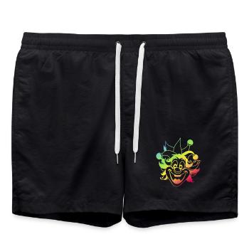 Rainbow Jester Smile Clown Kasper Fasching - Badeshorts - Schwarz - Vorne - AI Model Male 185 light (185cm)