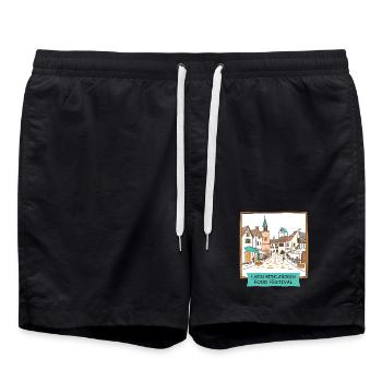 Street Food Festval - Badeshorts - Schwarz - Vorne - AI Model Male 185 light (185cm)