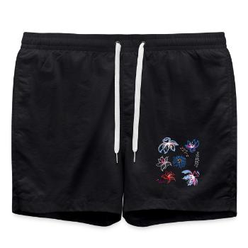 Floral ornament - Swim Trunks - black - Front - AI Model Male 185 light (185cm)