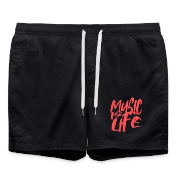 Musik ist Leben - Street Art Statement für Musiker - Badeshorts - Schwarz - Vorne - AI Model Male 185 light (185cm)