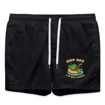 Relaxing Frog - Hop Off I'm relaxing - Swim Trunks - black - Front - AI Model Male 185 light (185cm)