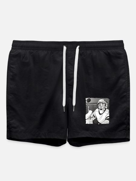 Funny Hockey Goalie Selfie Hockey - Swim Trunks - black