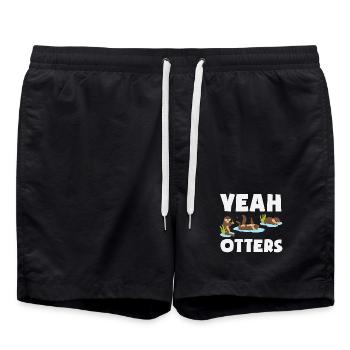 Loutre de mer dessin animé loutre - Short de bain - noir - Devant - AI Model Male 185 light (185cm)