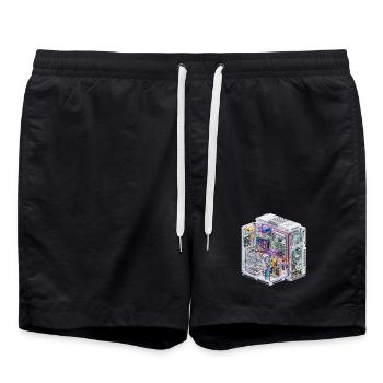 CAD Câble Art Flux de couleurs Centre de données - Short de bain - noir - Devant - AI Model Male 185 light (185cm)
