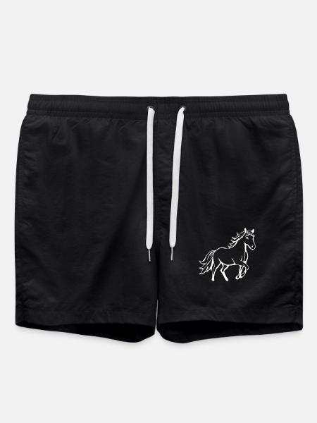 Pferde T-shirt Geschenk Reiter - Badeshorts - Schwarz
