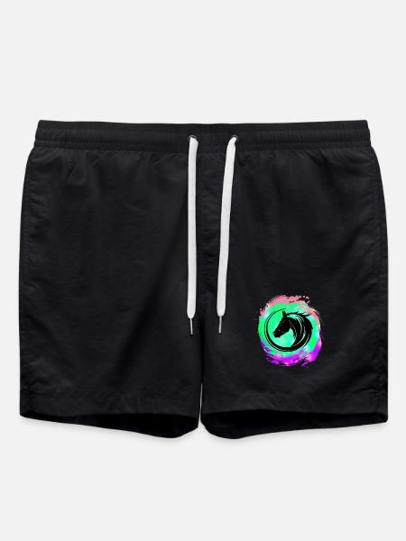 Horse Head Neon Circuit - Swim Trunks - black