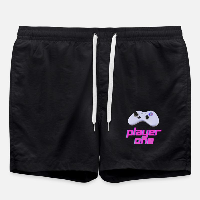 Neon Retro Controller Player One - Swim Trunks - black