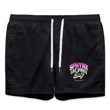 Sphynx Cat Vibes  - Swim Trunks - black - Front - AI Model Male 185 light (185cm)
