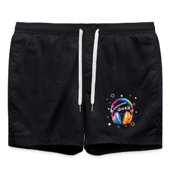 Christmas Rock Kopfhörer Weihnachten cool - Badeshorts - Schwarz - Vorne - AI Model Male 185 light (185cm)