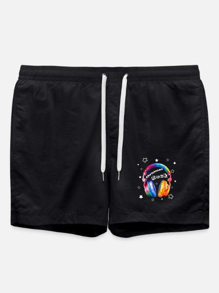 Christmas Rock Kopfhörer Weihnachten cool - Badeshorts - Schwarz