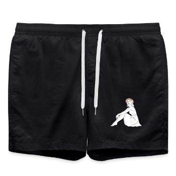Rose – Line Art Sommermotiv - Badeshorts - Schwarz - Vorne - AI Model Male 185 light (185cm)