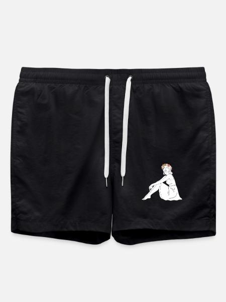 Rose – Line Art Sommermotiv - Badeshorts - Schwarz