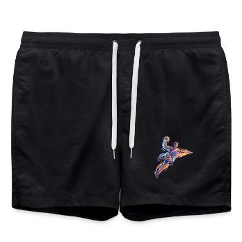 Projection dynamique de handball dans des flammes néon - Short de bain - noir - Devant - AI Model Male 185 light (185cm)
