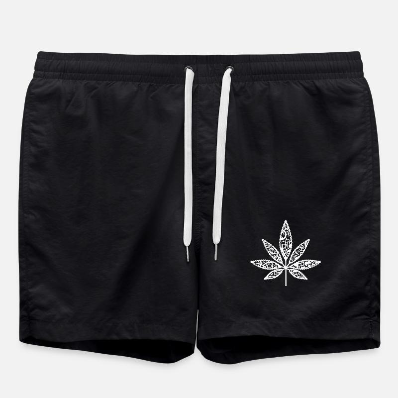 Hanfblatt_weiss - Swim Trunks - black