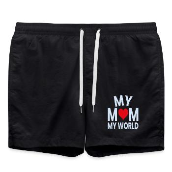 My Mom My World Heart - Swim Trunks - black - Front - AI Model Male 185 light (185cm)