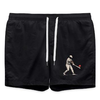 Silhouette Batteur Baseball Saint-Valentin - Short de bain - noir - Devant - AI Model Male 185 light (185cm)