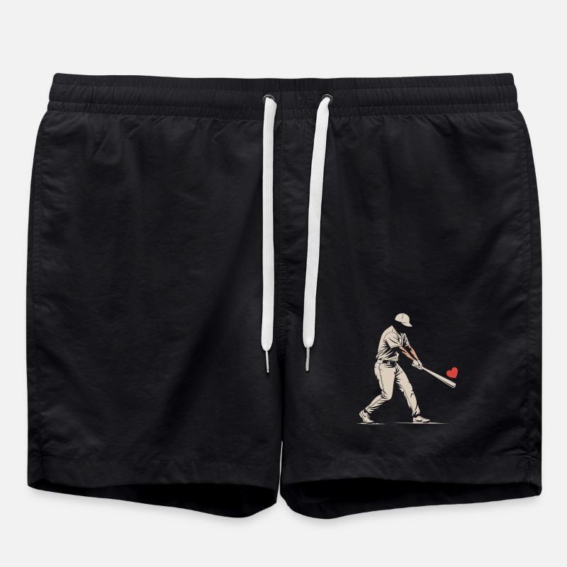 Silhouette Batteur Baseball Saint-Valentin - Short de bain - noir