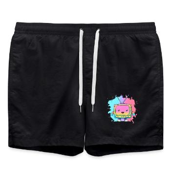 Pastell TV Kawaii Neon - Badeshorts - Schwarz - Vorne - AI Model Male 185 light (185cm)