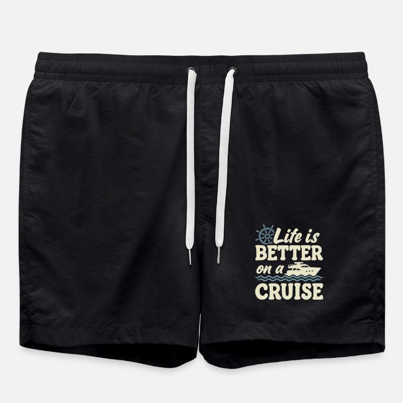 Cruise Ship Summer Vacation Trip - Swim Trunks - black
