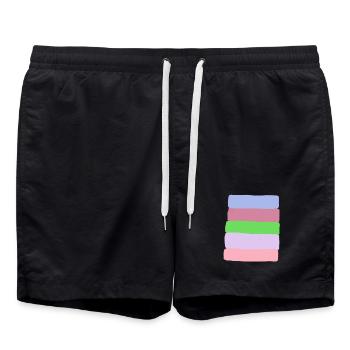 Pile à rayures pastel - Short de bain - noir - Devant - AI Model Male 185 light (185cm)