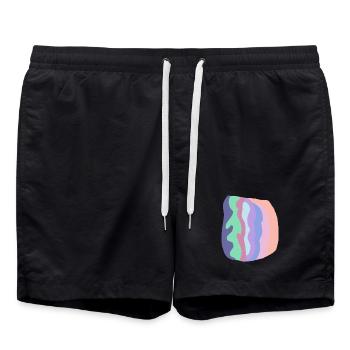 Couches d’ondes pastel - Short de bain - noir - Devant - AI Model Male 185 light (185cm)